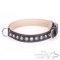 Black Leather Collar for Dog "Cone" with Nappa