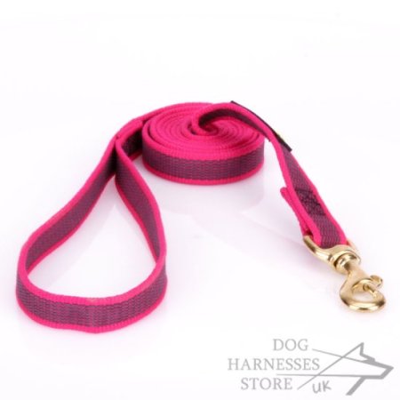 Pink Nylon Dog Lead with Slip-Proof Rubber Lines