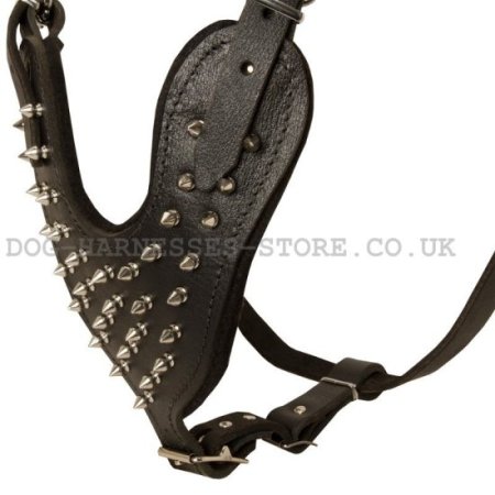 Large Breed Leather Dog Harness with Spikes